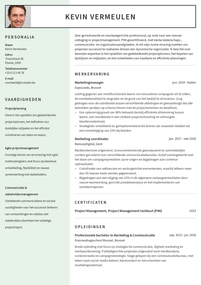 Carrièreswitch cv voorbeeld
