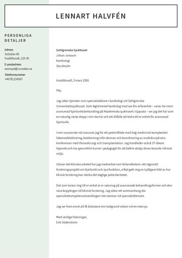 Exempel på personligt brev läkare