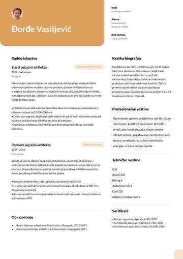 cv šablon columbia žuto