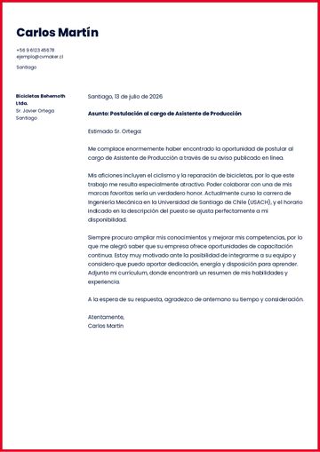 carta de presentación plantilla michigan rojo