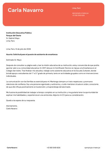 carta de presentación plantilla erasmus rojo