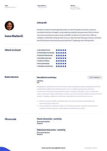 cv šablon duke plavo