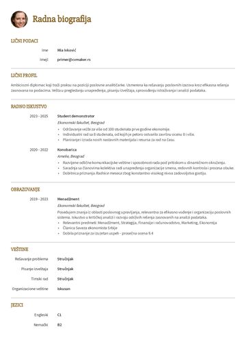 cv šablon princeton žuto