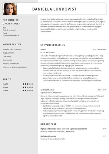 Barista CV-eksempler