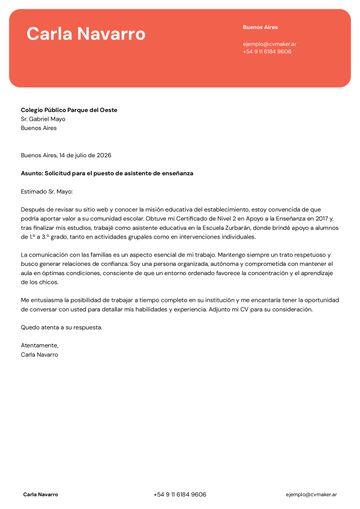 carta de presentación plantilla erasmus rojo