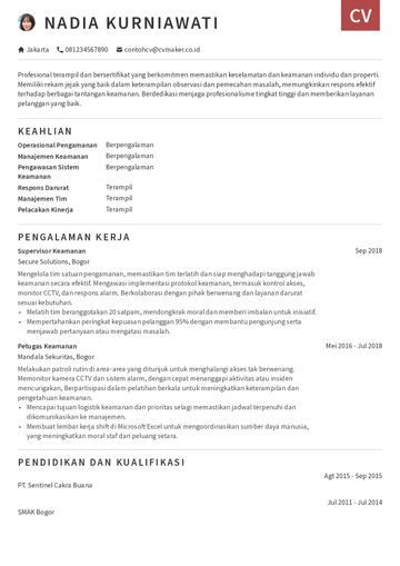 templat CV otago merah