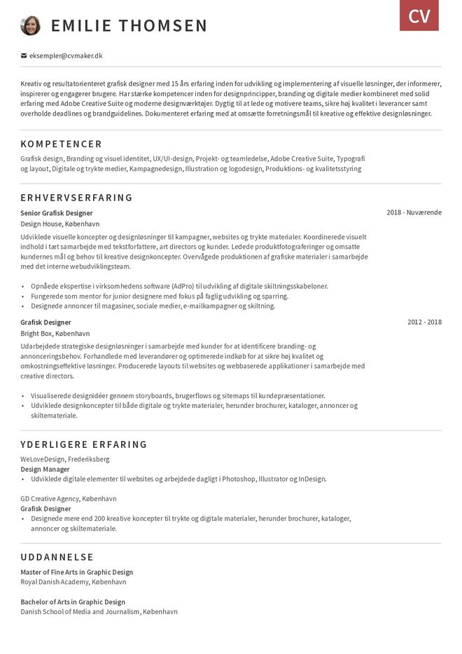 Eksempel på CV til grafisk designer