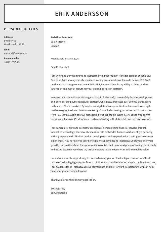 Exempel på personligt brev på engelska