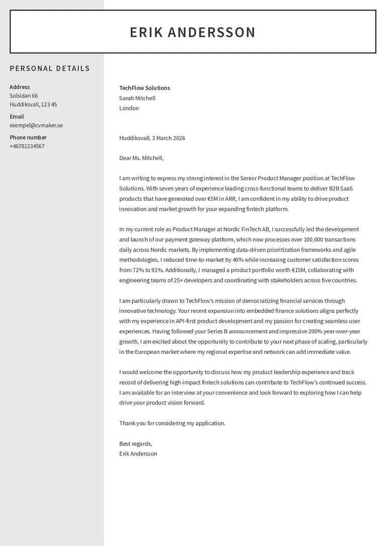 Exempel på personligt brev på engelska