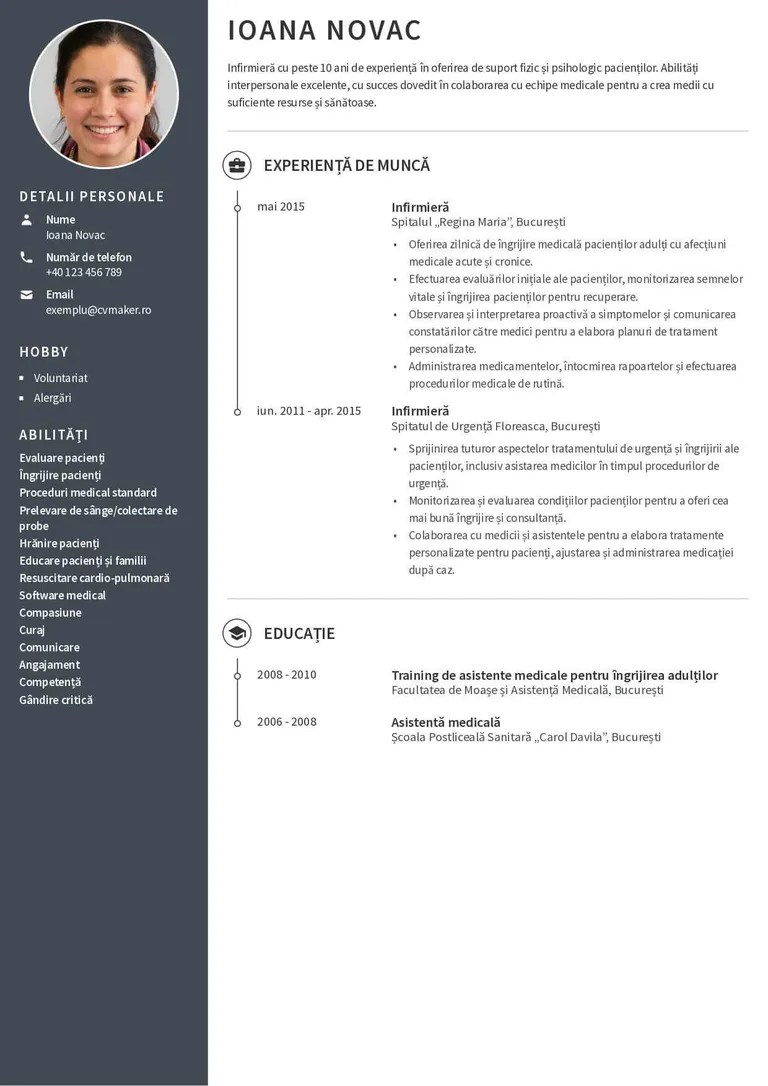 CV infirmiera