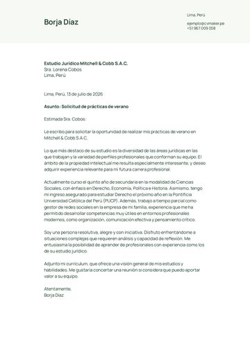carta de presentación plantilla wheaton verde