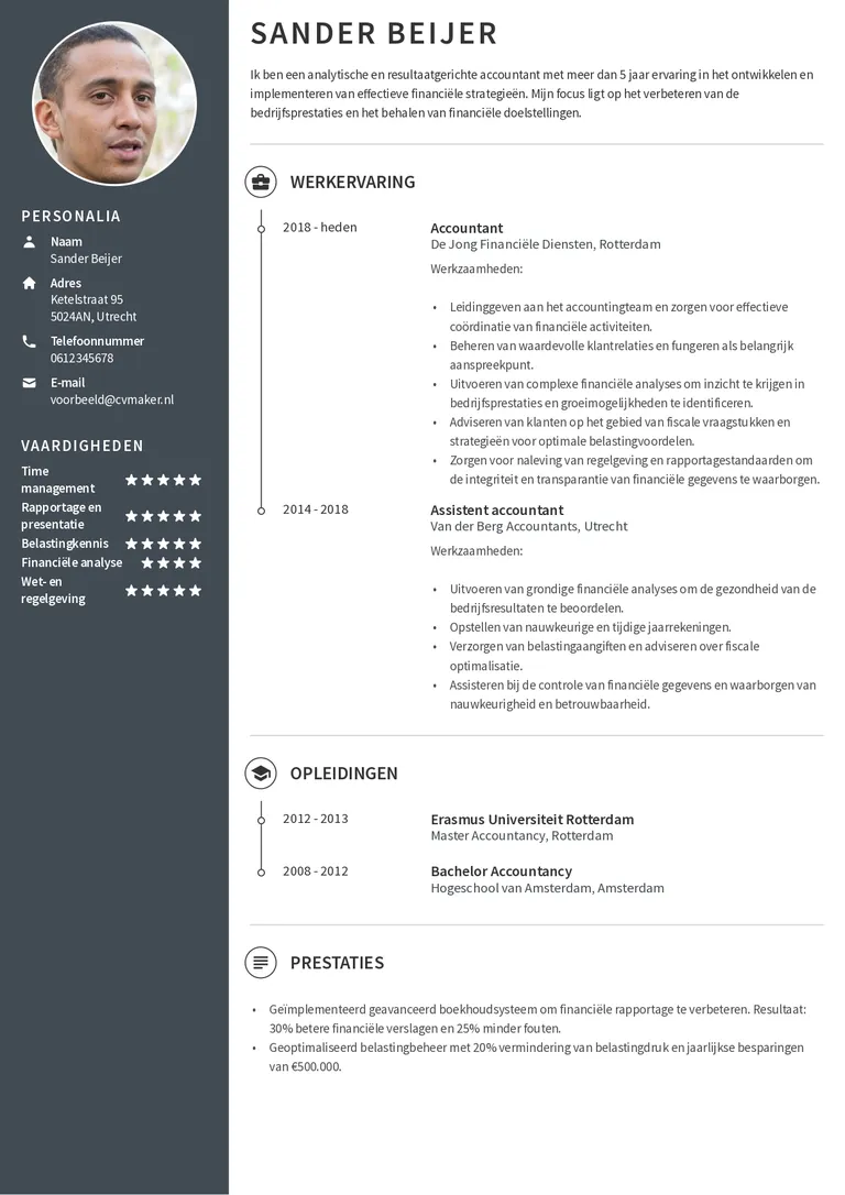 accountant cv voorbeeld