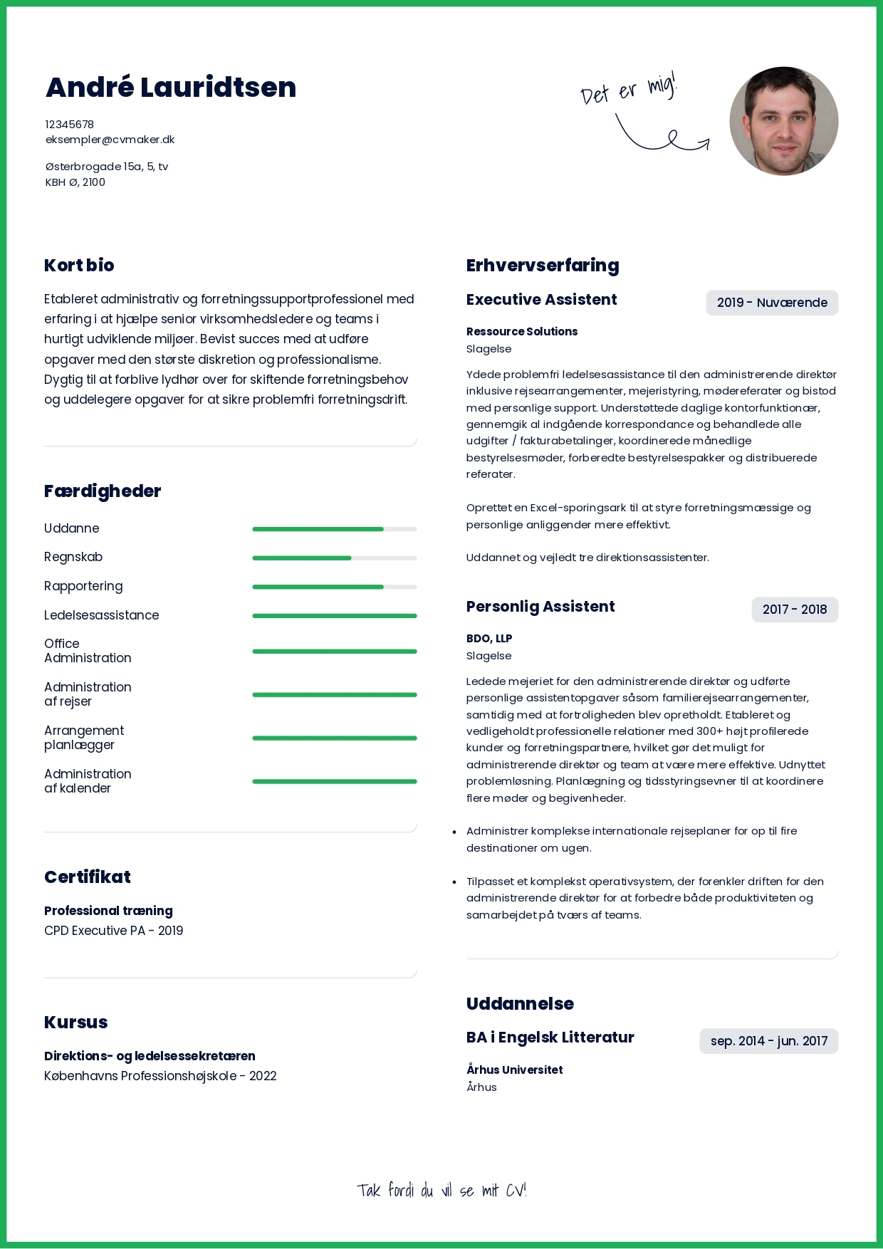 Eksempel på et simpelt CV