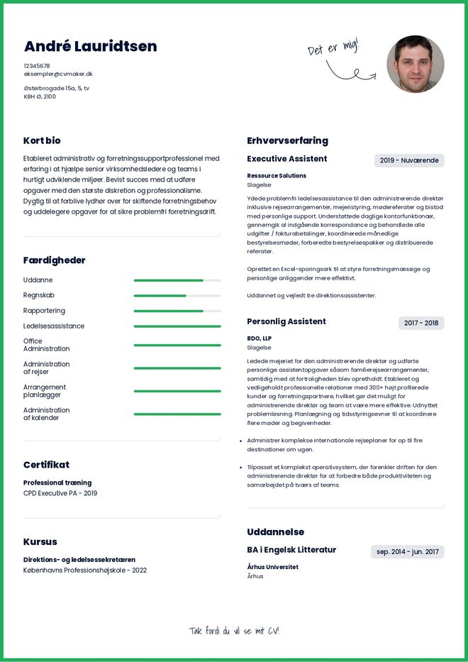 Eksempel på et simpelt CV