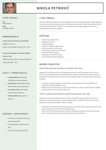 CV primer za trgovca