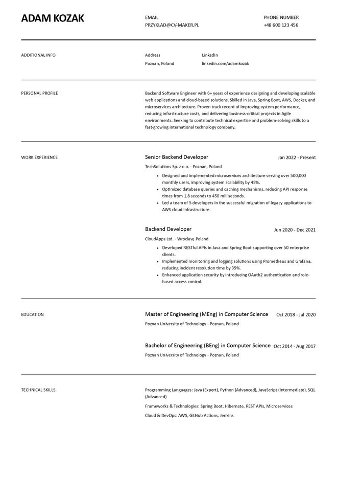 CV po angielsku