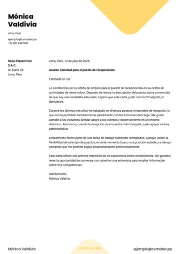 carta de presentación plantilla yale amarillo