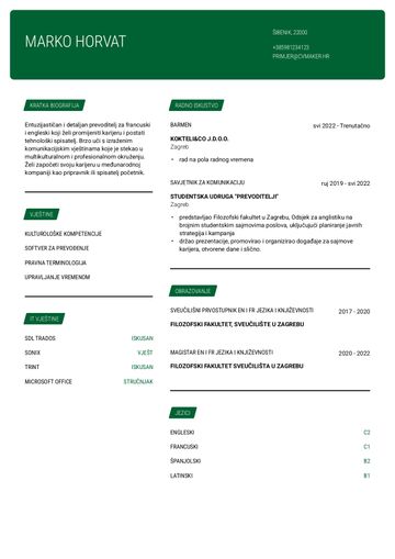 Primjer životopisa za promjenu karijere