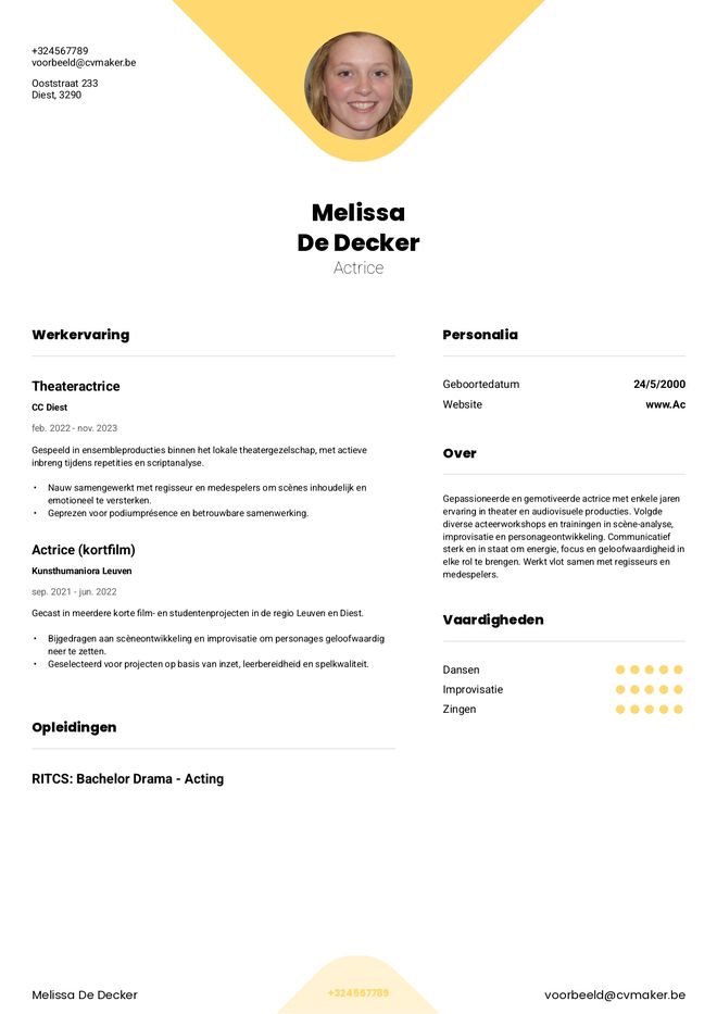 acteur-cv voorbeeld