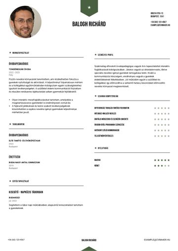 önéletrajz sablon peking zöld