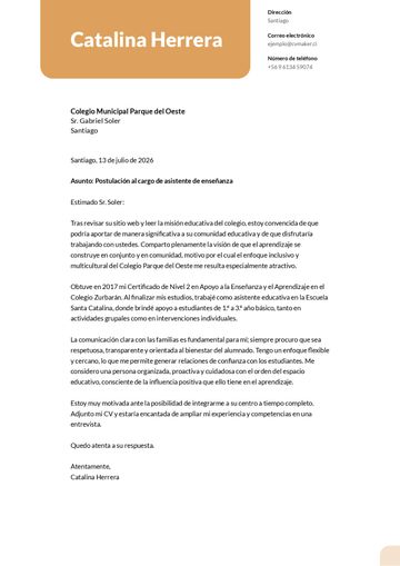 carta de presentación plantilla columbia amarillo