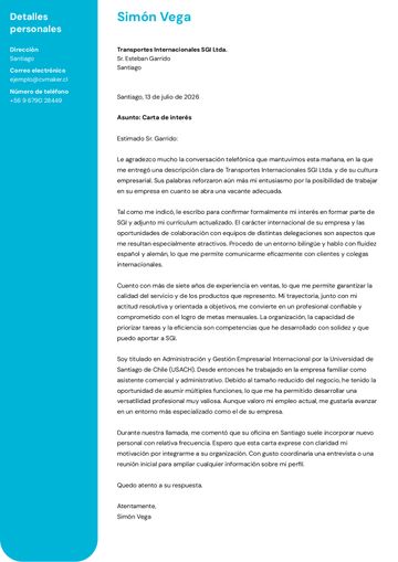 carta de presentación plantilla california azul