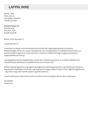 kísérőlevél sablon berkeley barna