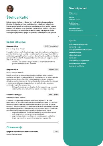 Primjer kronološkog životopisa