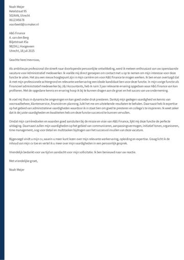 voorbeeld sollicitatiebrief administratief medewerker
