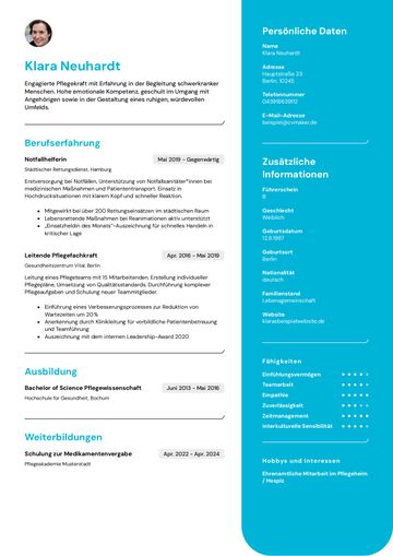 Lebenslaufbeispiel Gesundheitswesen Lebenslauf