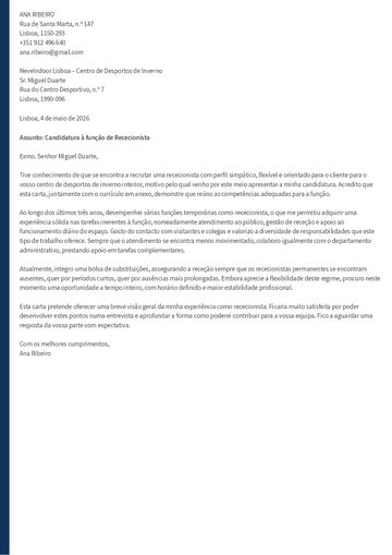 Exemplo carta de apresentação oxford violeta