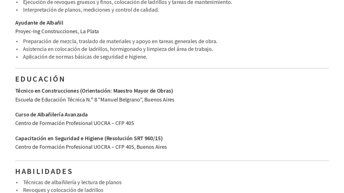 CV De Alba il Ejemplos Y Plantillas Para Argentina
