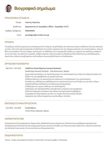 βιογραφικο προτυπο​ princeton κίτρινο