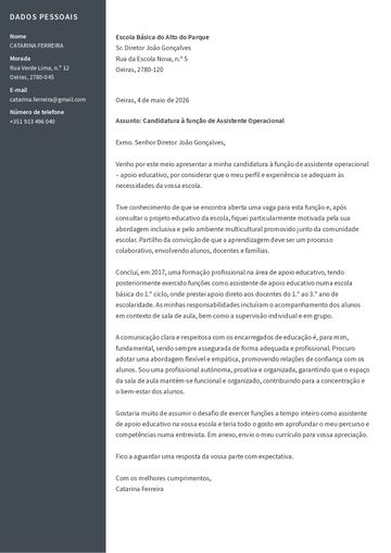 Exemplo carta de apresentação harvard castanho