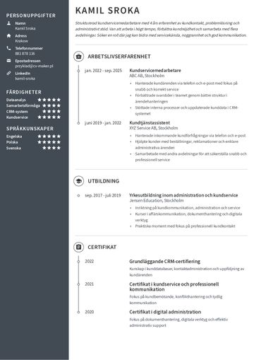Szwedzkie CV przyklad