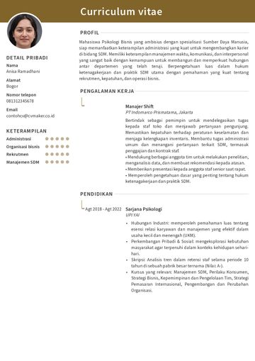 templat CV cambridge cokelat