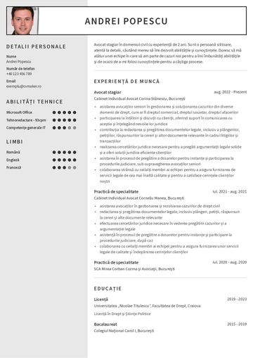 CExemplu CV avocat