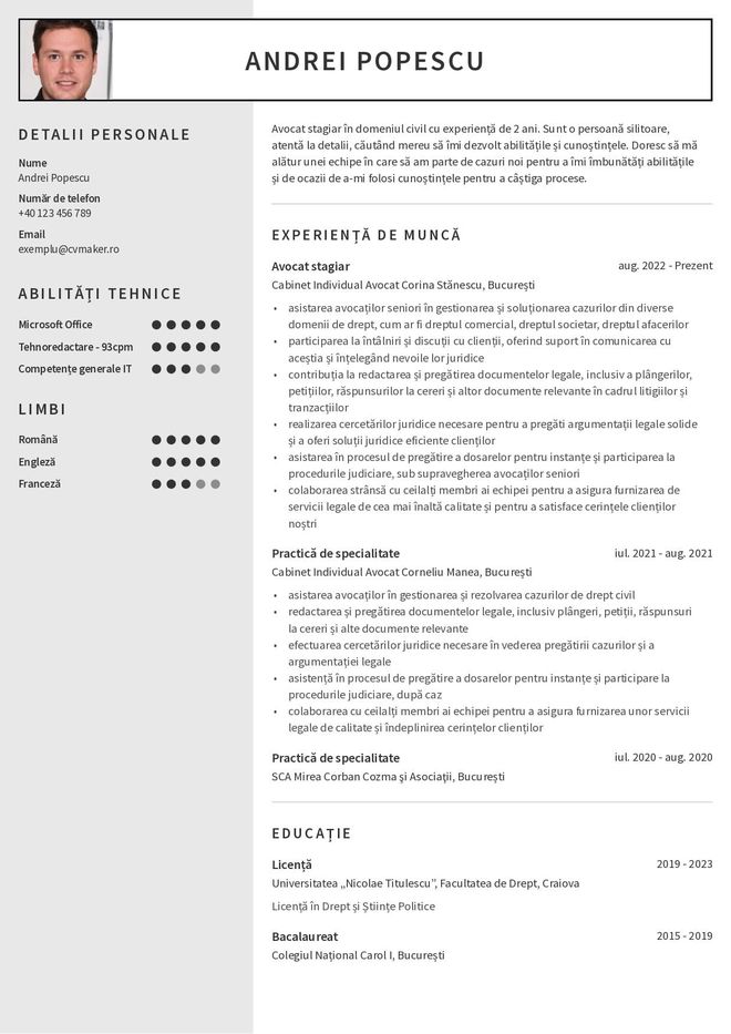 CExemplu CV avocat