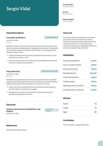 Deportivo cv ejemplo