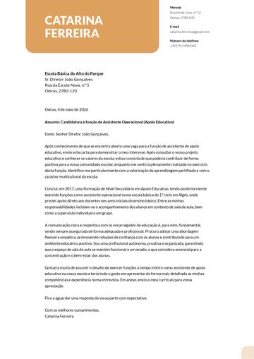 Exemplo carta de apresentação columbia amarelo