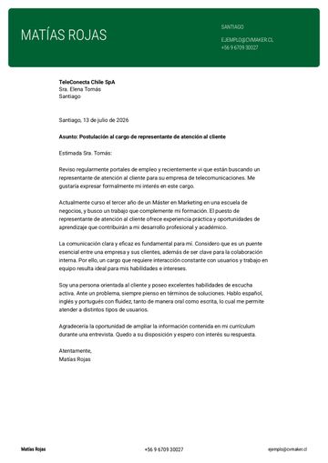 carta de presentación plantilla cornell verde