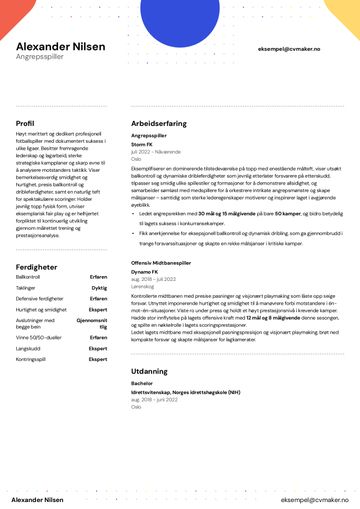 Fotball-CV eksempel