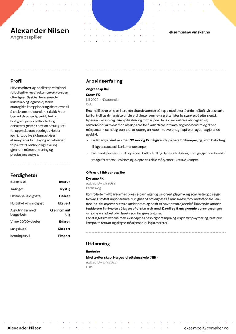 Fotball-CV eksempel