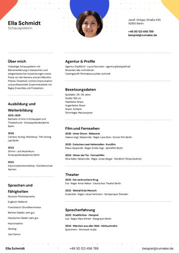 Schauspieler Lebenslauf Beispiel