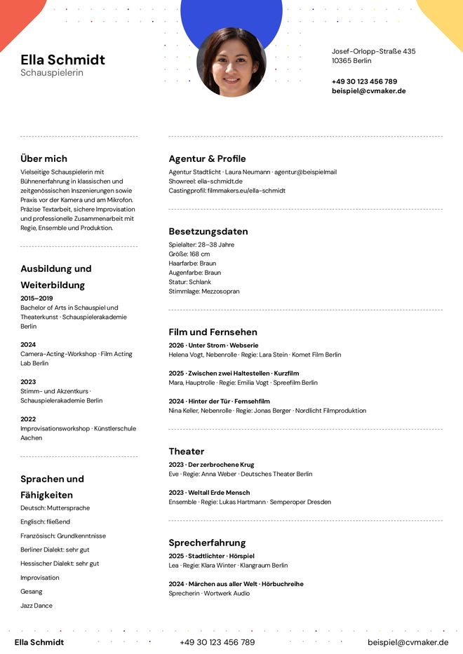 Schauspieler Lebenslauf Beispiel