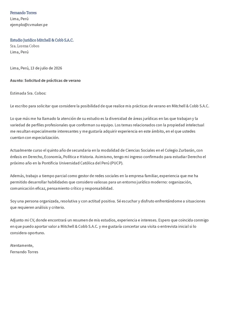 plantilla Princeton – carta de presentación simple