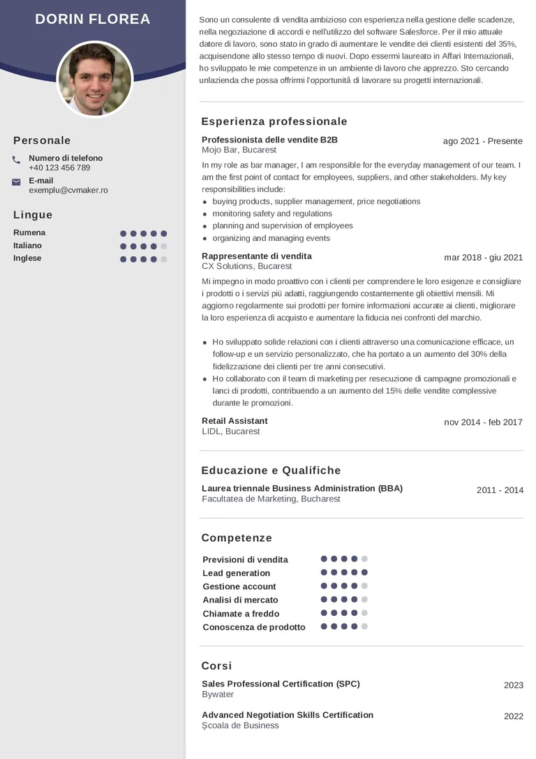 CV italiana