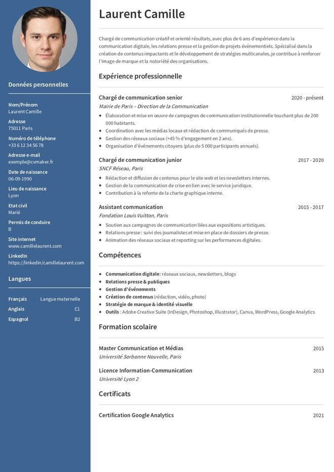 Exemple de CV communication