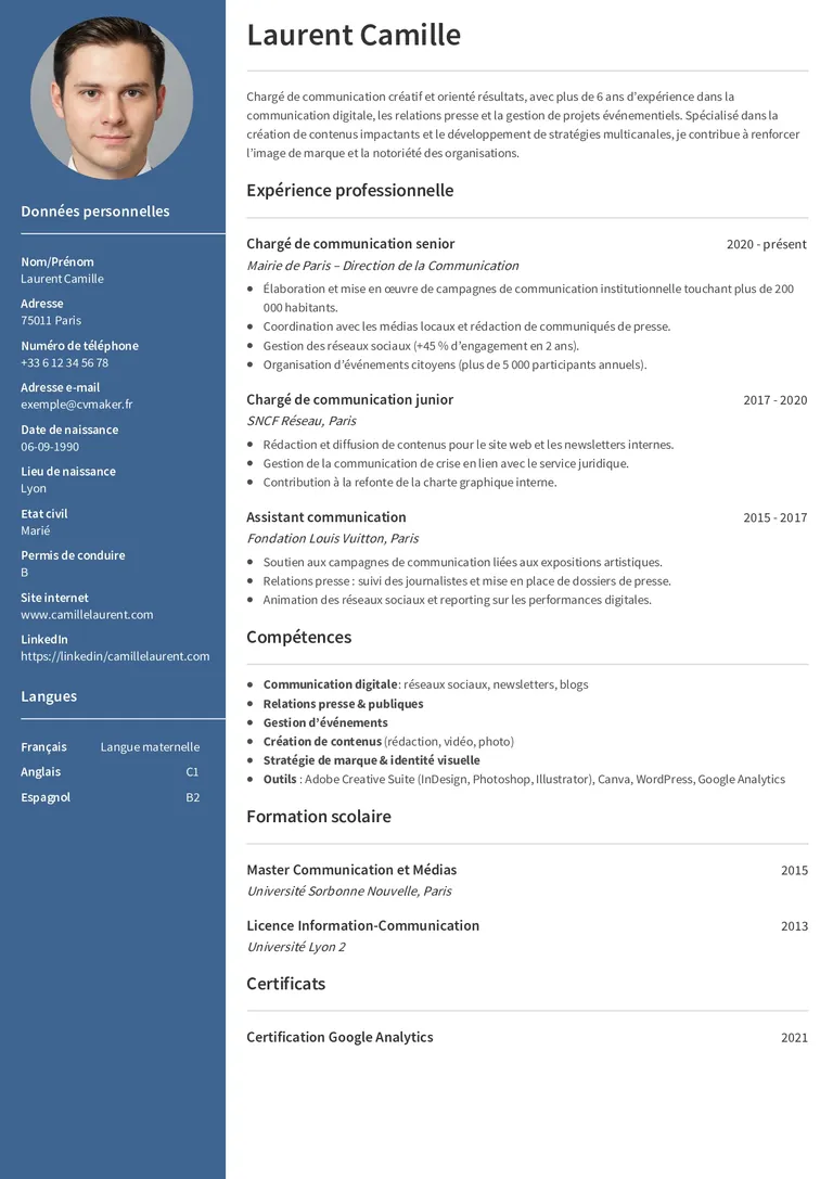 Exemple de CV communication