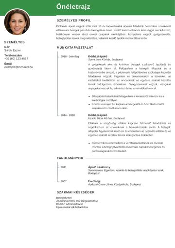 Önéletrajz minta ápolóknak